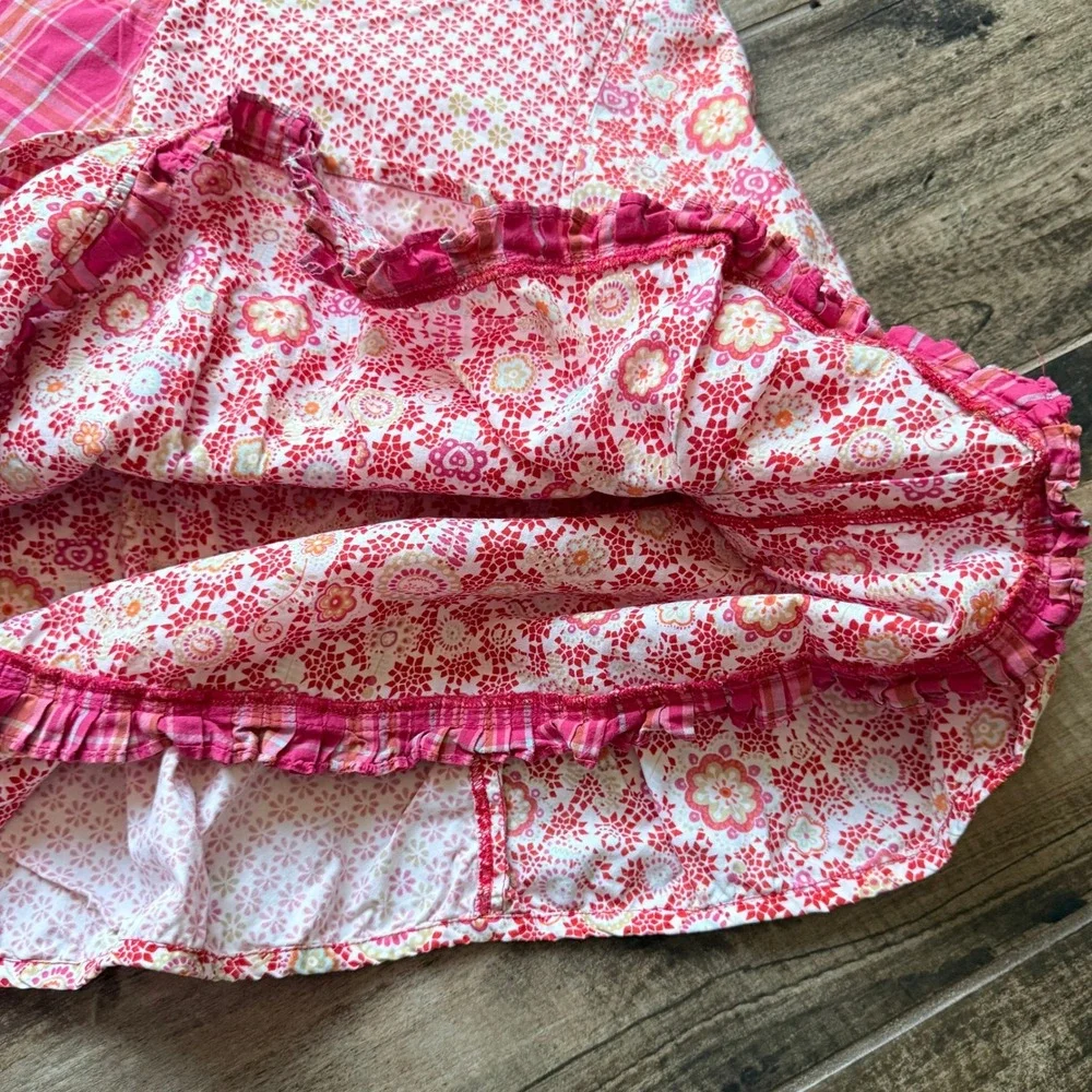 Oilily Women's Vintage Patchwork Floral Applique Plaid Ruffle Maxi Skirt,Pink,34 - Picture 8 of 15